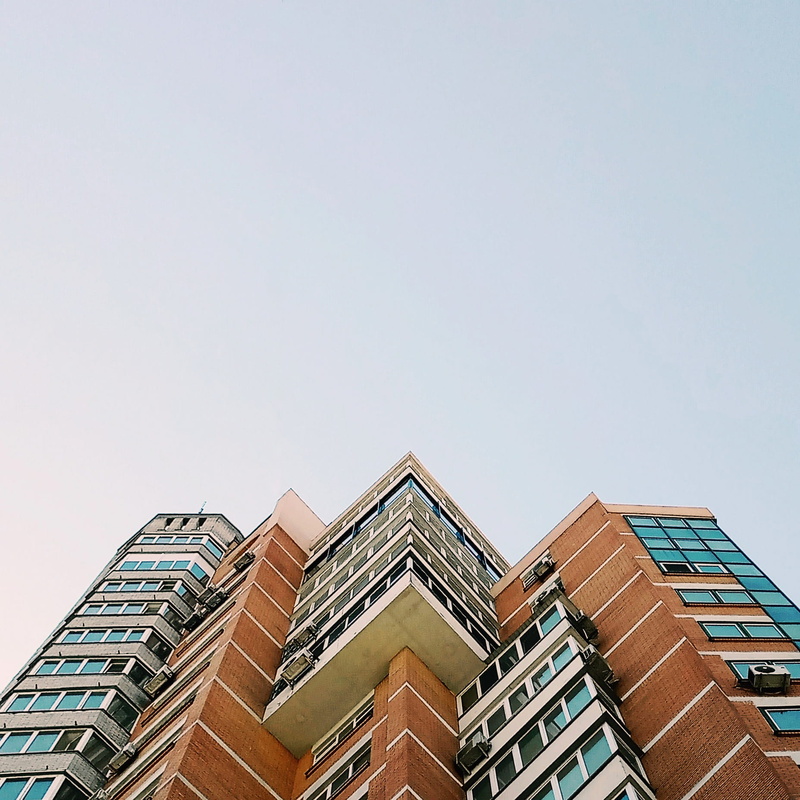 built structure, kiev, above, clear sky, glass - material, no people, building exterior, building, office building exterior, sky, low angle view, day, architecture