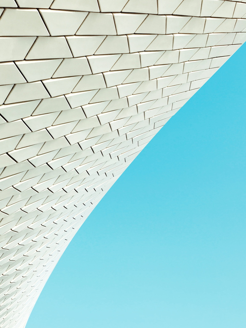 design, museum, lisbon, sunlight, lookup, repetition, tiles, no people, abstract, blue, lisboa, clear sky, lines, pattern, building exterior, simple, nature