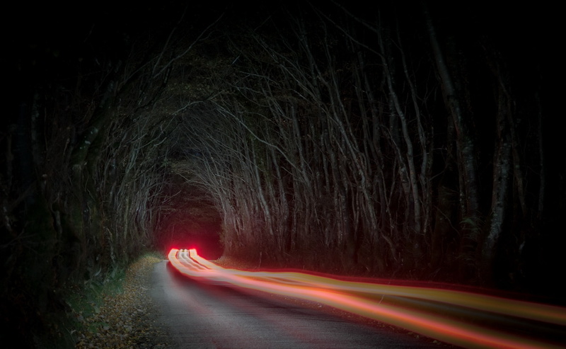 car, 1080P, road, light trails, dark, long exposure