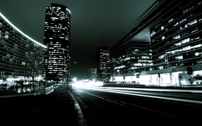 city, road, building exterior, street, transportation, street light, track, no people, built structure, motion, rise, high, lighting equipment, rail transportation
