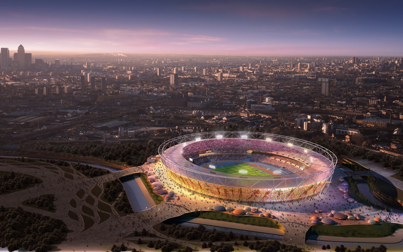 stadium, digital, asia, london 2012 olympic stadium, painting, famous Place, london, transportation, crowd, dusk, city Life, traffic, travel Destinations