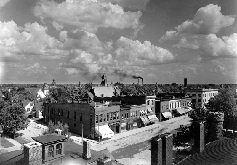built structure, cloud - sky, building, high angle view, outdoors, architecture, Indiana, clouds, no people, white, 2K, day, old, Lebanon, cityview, cityscape