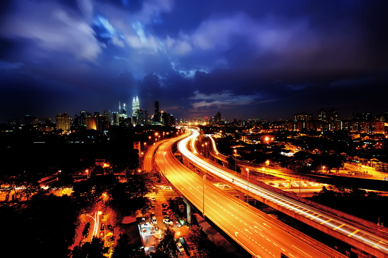 transportation, 4K, long-exposure, city, Malaysia, evening, photography, cityscape, skyscraper, modern, cars, city life, office building exterior, cityview