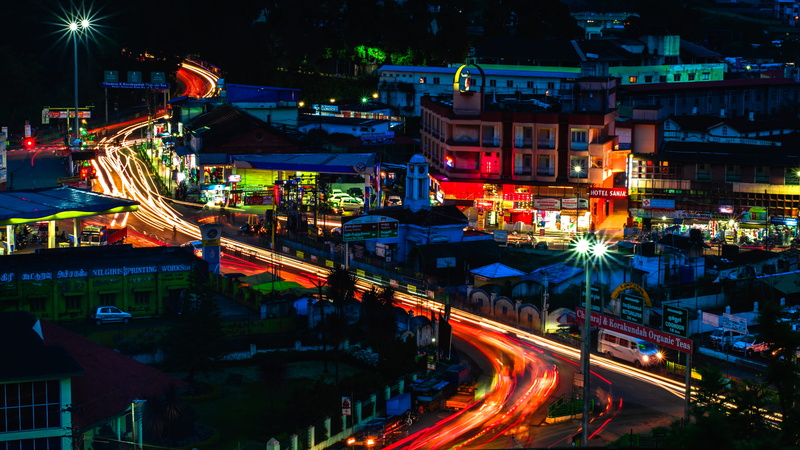 5K, city street, intersection, night life, built structure, downtown, blurred motion, mode of transportation, way, cityview, highway, architecture, building exterior