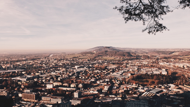 cityview, crowded, 4K, austria, high angle view, townscape, nature, autumn, urbanhiking, day, architecture, house, built structure, sky, crowd, town, residential district