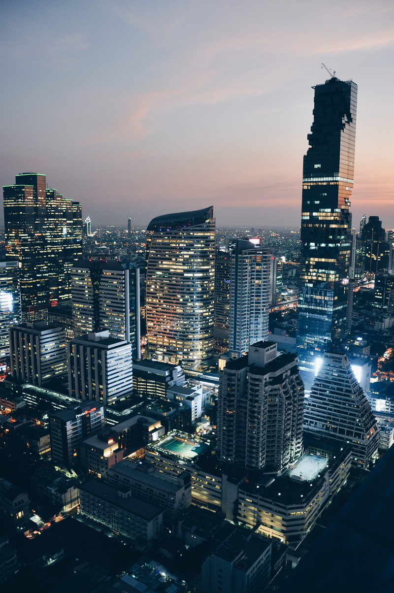 urban, photography, high, sky, residential district, financial district, illuminated, cityscape, 4K, bangkok, night, construction, built structure, viewfromthetop