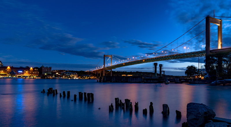 night, suspension bridge, älvsborgsbron, body, 5K, illuminated, cityscape, connection, transportation, no people, dusk, water, architecture, city, nature