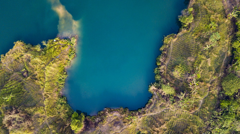 non-urban scene, birds eye view, daylight, scenics - nature, scenic, aerial shot, plant, tranquility, day, body, volcano, tranquil scene, mountain, aerial