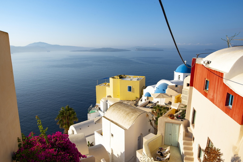 water, santorini, no people, whitewashed, concrete, scenics - nature, blue, colour, summer, travel, villa, sunlight, travel destinations, oia, color, body