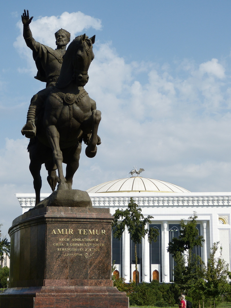 cloud - sky, timur tamerlan, monument, art and craft, uzbekistan, no people, day, timur, travel destinations, the past, statue, history, 4K, human representation