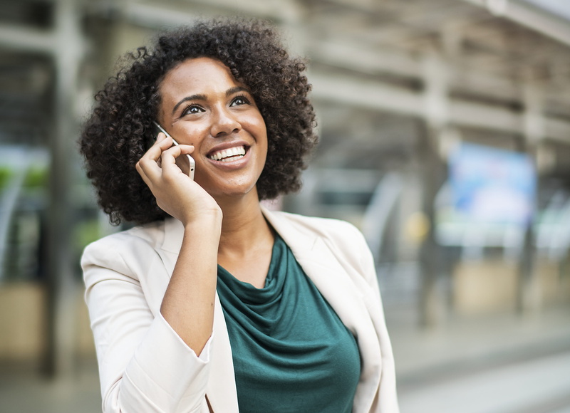 happiness, busy, 4K, one person, businesswoman, women, on the phone, wireless technology, front view, focus on foreground, smartphone, mobile phone, communication