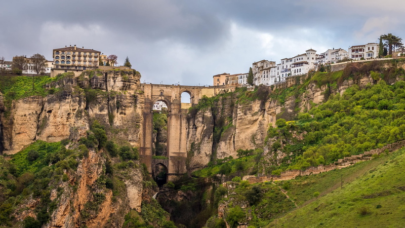 the past, white, village, mountain, no people, building, sky, 1080P, built Structure, rocks, ronda, scenics, spain, ancient civilization, tourism, ancient