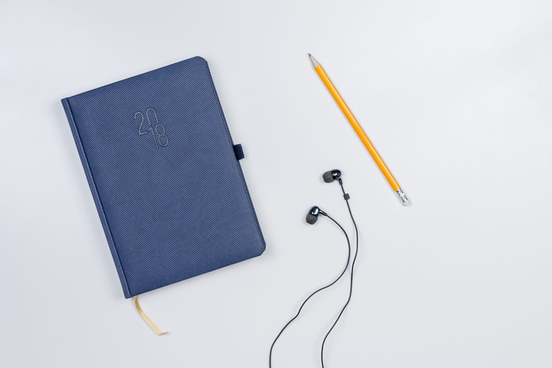 diary, 5K, note pad, indoors, copy space, technology, eraser, headphones, studio shot, table, no people, simplicity, book, spiral notebook, white, paper