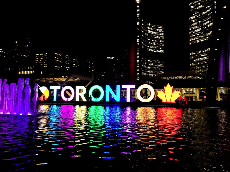 high rise, human, communication, city, building, canada, western script, town, water, toronto, nature, glowing, nathan phillips square, no people, built structure