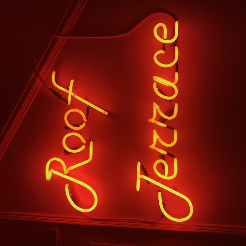 night, roof terrace, lighted, arrow symbol, signage, text, 2K, bar - drink establishment, greater london, light, nightlife, poster, business, restaurant
