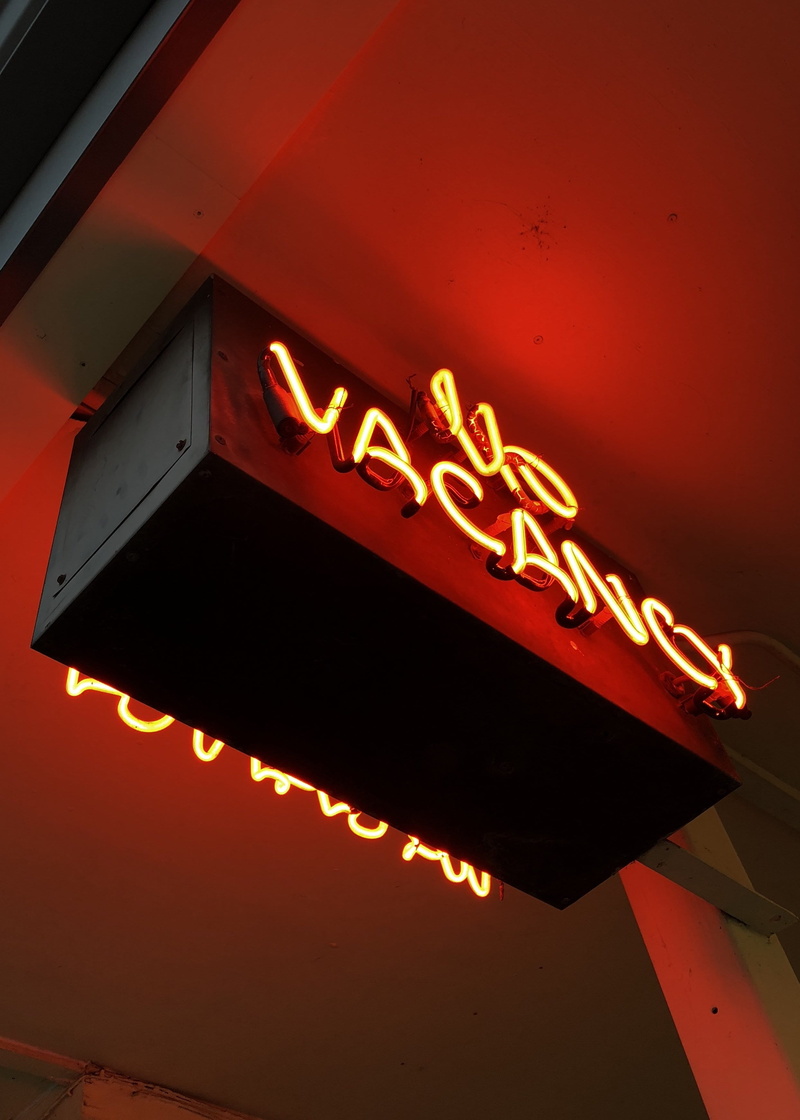sign, no people, alphabet, light, light - natural phenomenon, western script, red, neon, ceiling, lighting, pizzeria, city, neon sign, meal, indoors, lighting equipment