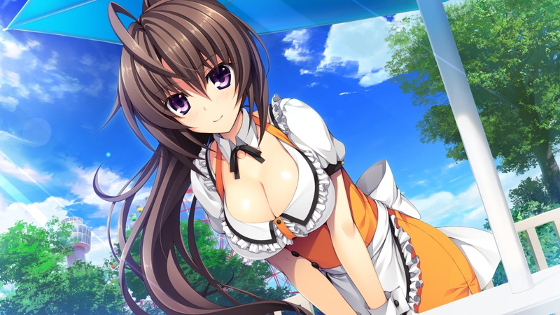 Purple Eyes, Blush, Ponytail, Smile, Pretty x Cation 2, 1080P, Anime, Girl, Long Hair, Sazuka Ashiya, Maid