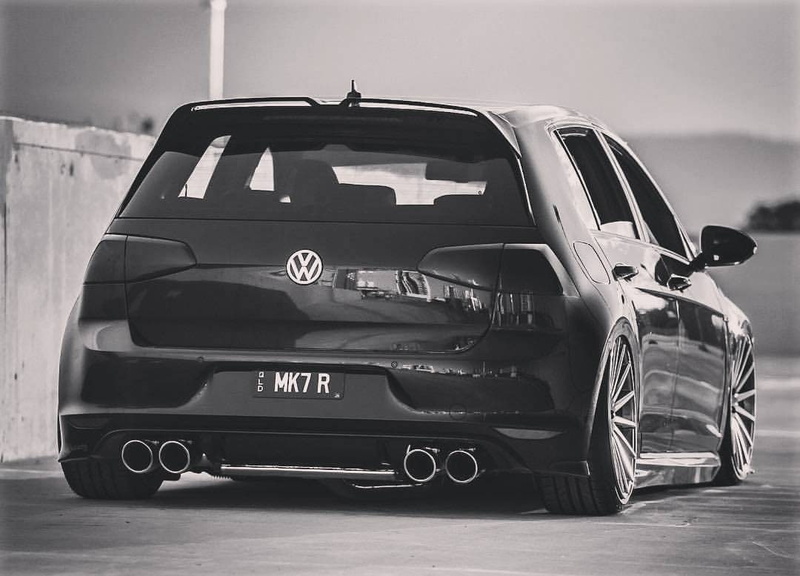 480P, Golf VII, vehicle, Stance, Tuning, Black Taillights, German Cars, monochrome, Lowered, Volkswagen Golf Mk7, volkswagen, car