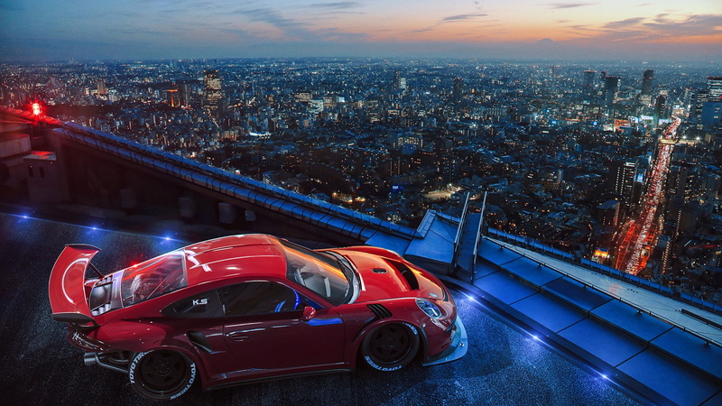 Porsche 911, City, Porsche 911 GT3, 1080P, Cityscape, Red Car, Porsche, Vehicle, Car, Sport Car