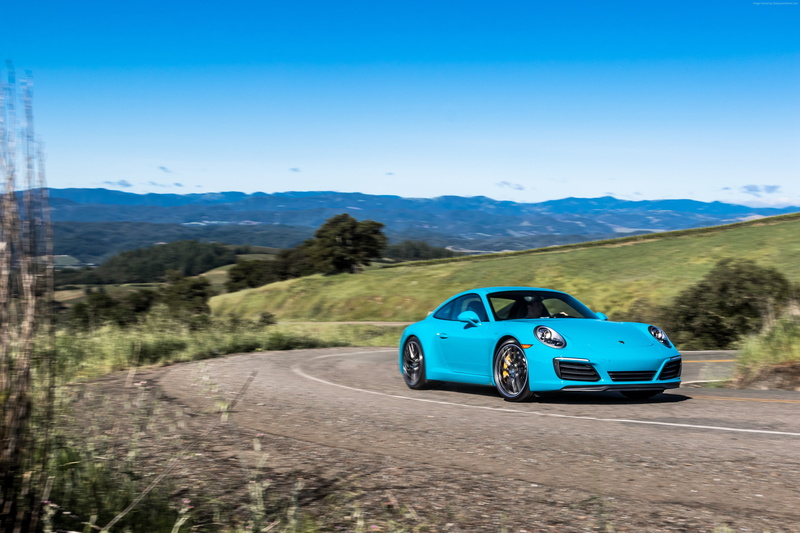 Porsche 911 Carrera 4S Coupe, clear sky, outdoors, road trip, 4K, motor vehicle, mountain, landscape, nature, journey, environment, scenics - nature, car