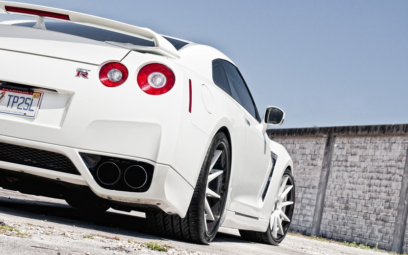 Supercars, hd, Nissan, tailight, art, GTR, Nissan GT-R R35, 720P, skyline, r, white