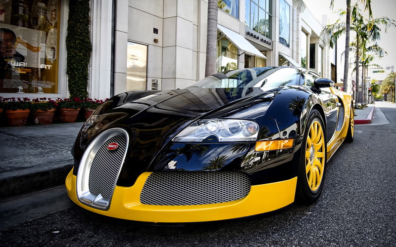 yellow, 2014, black, supercar, Bugatti Veyron supercar, Bugatti, coupe, Veyron, 1080P