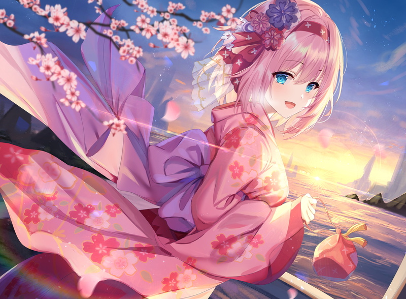 short hair, 5K, blue eyes, Kusano Yui, anime girls, pink hair, Princess Connect Re:Dive