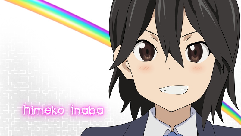 portrait, anime, communication, close-up, Inaba Himeko, real people, one person, adult, Kokoro Connect, graffiti, white background, technology, multi colored