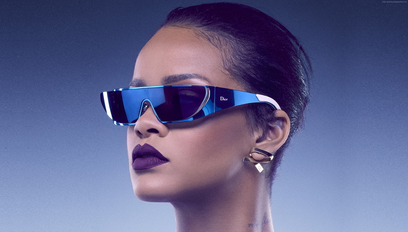 sunglasses, beautiful woman, one person, 2K, Rihanna, glasses, body part, young adult, Dior Eyewear, blue, Dior, Jean-Baptiste Mondino, beauty, young women
