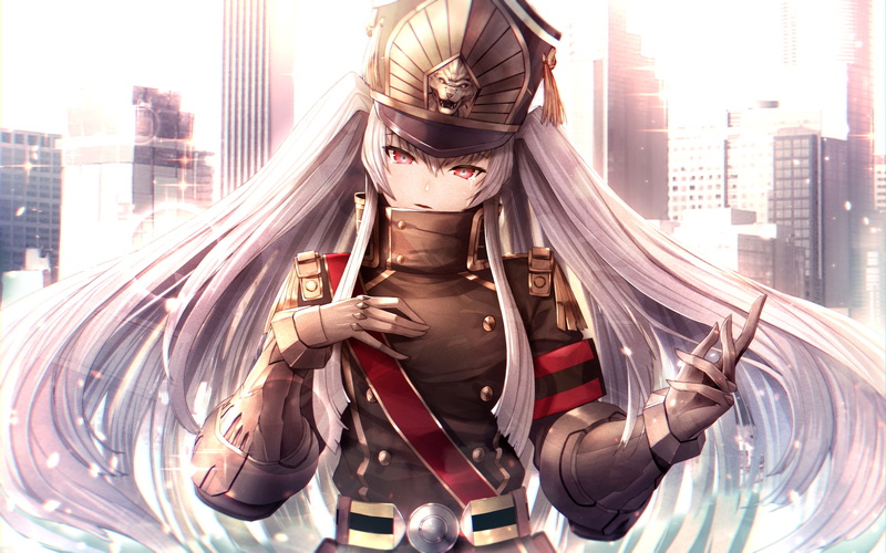 portrait, built structure, Re:CREATORS, anime girls, women, day, street, office building exterior, adult, real people, skyscraper, anime, architecture