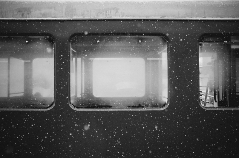 mode of transportation, window, no people, architecture, rail transportation, close-up, cold temperature, snow, transparent, train station, 4K, transportation