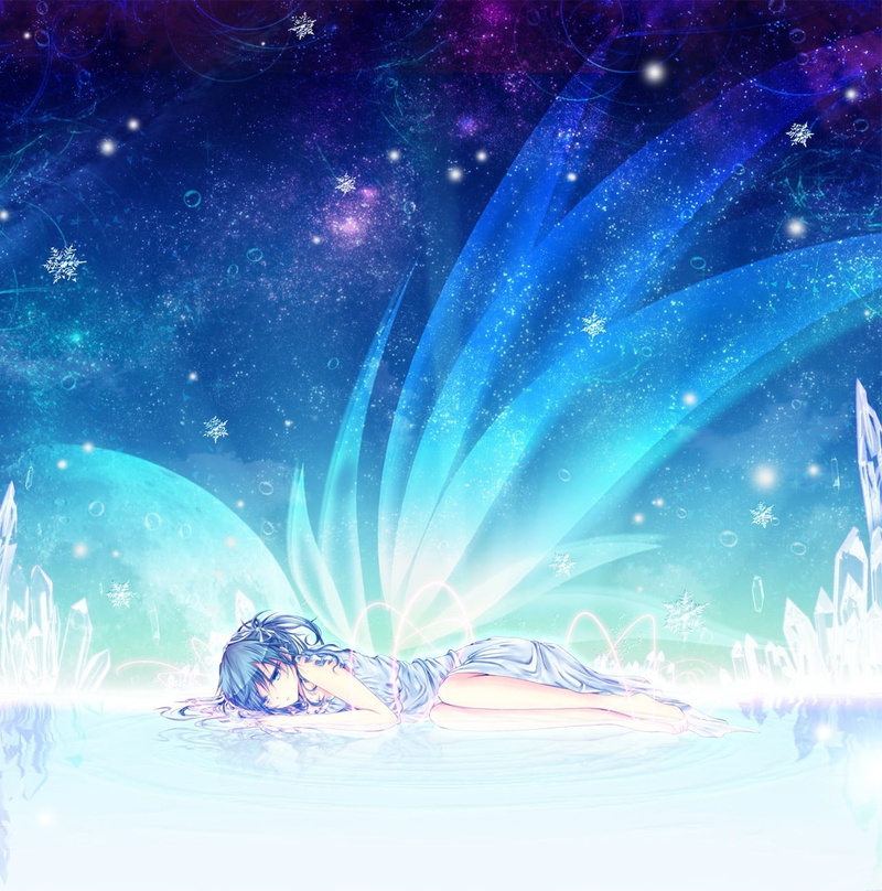 720P, illuminated, long hair, marine, blue, night, dress, sea, star - space, nature, Hatsune Miku, digital composite, motion, underwater, astronomy, no people