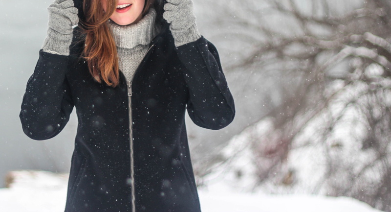 tree, extreme weather, winter, snowing, beauty, young adult, day, warm clothing, hairstyle, one person, outdoors, brunette, nature, clothing, young women