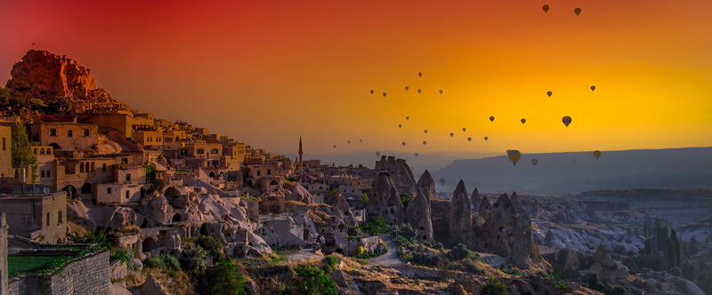 city, landscape, 1080P, photography, hot air balloons