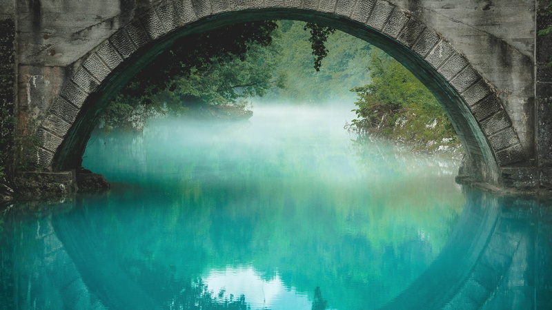 tranquility, waterfront, sky, plant, 5k uhd, arch bridge, no people, 5k, outdoors, bridge, connection, mist, bridge - man made structure, water, misty
