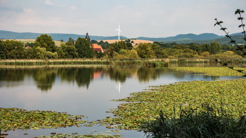 5k, reflection, day, green color, growth, landscape, built structure, mountain, outdoors, wetland, architecture, environment, 5K, no people, water, turbine