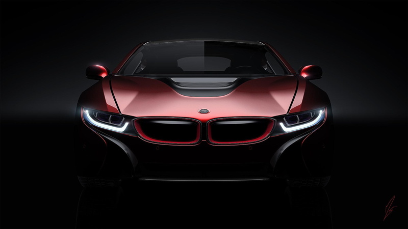 front view, view, bmw, front, red, 1080P, concept