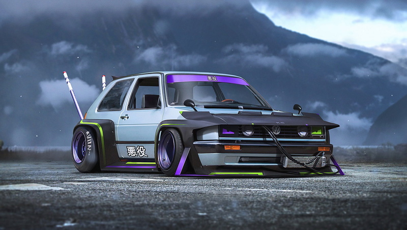 Concept, by Khyzyl Saleem, Future, Golf, Bosozoku, 1080P, Volkswagen, Car