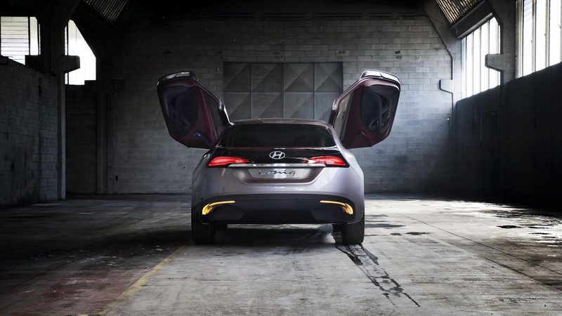 car, hyundai, black color, red, public transportation, transportation, Hyundai I Oniq, concept cars, architecture, motor vehicle, wall - building feature