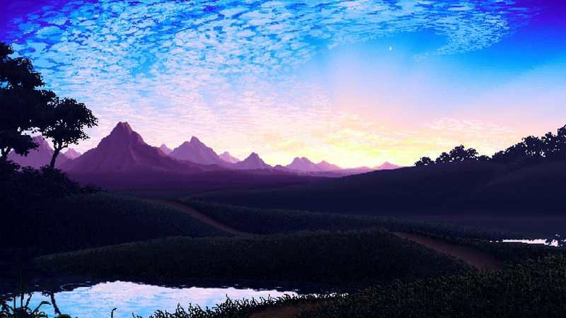 Art, Mountains, PXL, Retro, Peisaj, View, 8bit, Nature, Graphics, 1080P, Pixels