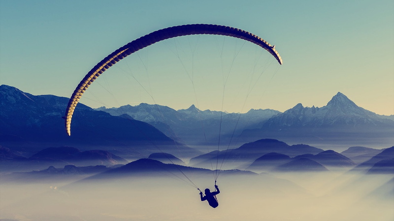 landscape, environment, flying, brown, tranquility, outdoors, paragliding, leisure activity, beauty in nature, adventure, unrecognizable person, black