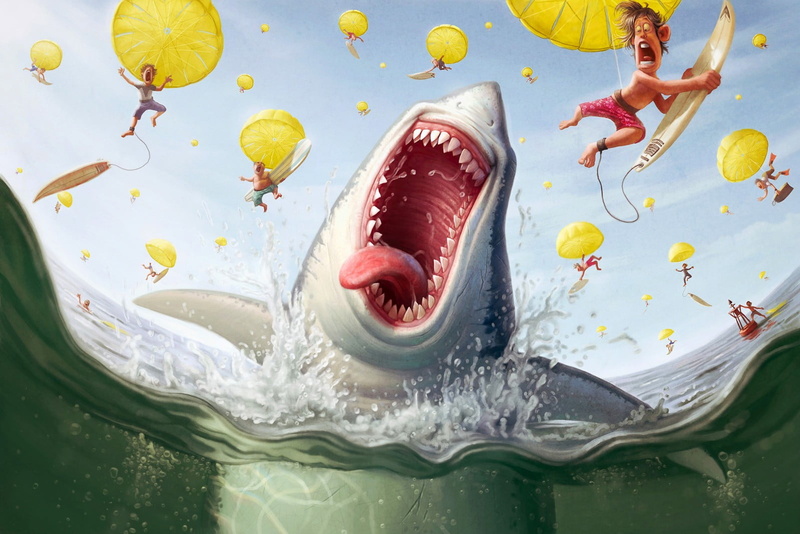 mouth open, 720P, close-up, mouth, water, child, motion, food, sweet food, shark, nature, one person, indoors, childhood, parachutes, sea, underwater