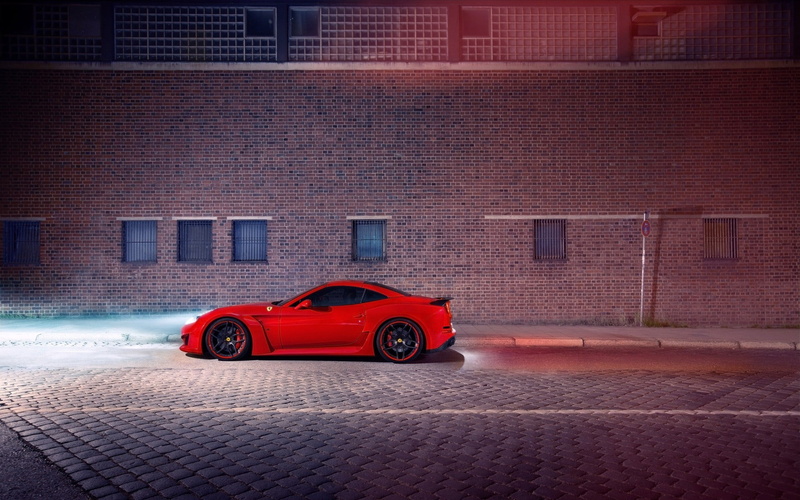 Ferrari California T, building, built structure, Ferrari, model, Ferrari California T N-Largo, city, mode of transportation, Novitec Rosso, black, brick