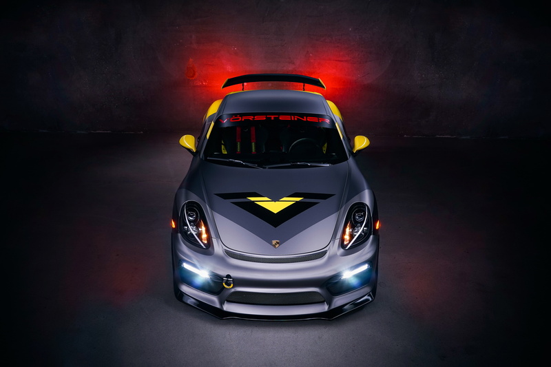 Cayman GT4, red, road, lighting equipment, Porsche, luxury, Vorsteiner, land vehicle, indoors, toy car, 5K, motion, city, front view, tail light, car, street