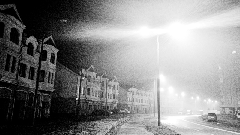 street light, illuminated, downtown, night, no people, mode of transportation, building exterior, transportation, sky, alley, lens flare, the way forward