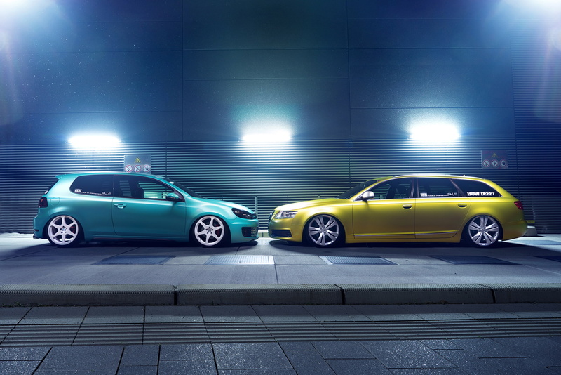 Audi A6, green, canibeat, Volkswagen Golf 6 GTI, 1080P, profile, stance, low, stancenation