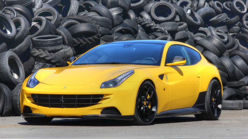 vehicle, stationary, blue, Ferrari, wheel, land vehicle, coupe, car, outdoors, mode of transportation, transportation, no people, motor vehicle, road, yellow