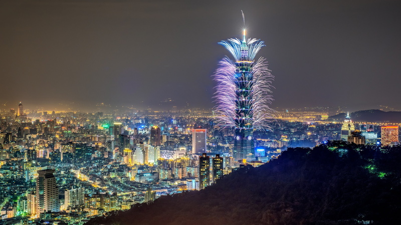 4K, outdoors, firework display, skyline, cityscape, tower, crowd, crowded, financial district, illuminated, taiwan, nature, building, city, residential district