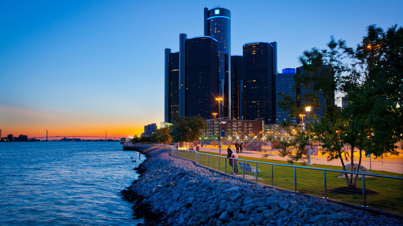 outdoors, no people, skyscraper, 4K, financial district, reflection, detroit, building, built structure, office building exterior, renaissance center