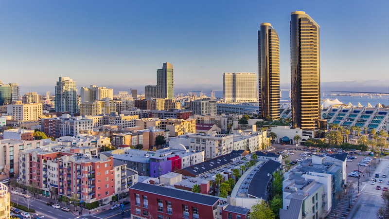 building exterior, nature, financial district, california, skyline, luxury, 1080P, tower block, built structure, downtown, sky, tall - high, united states